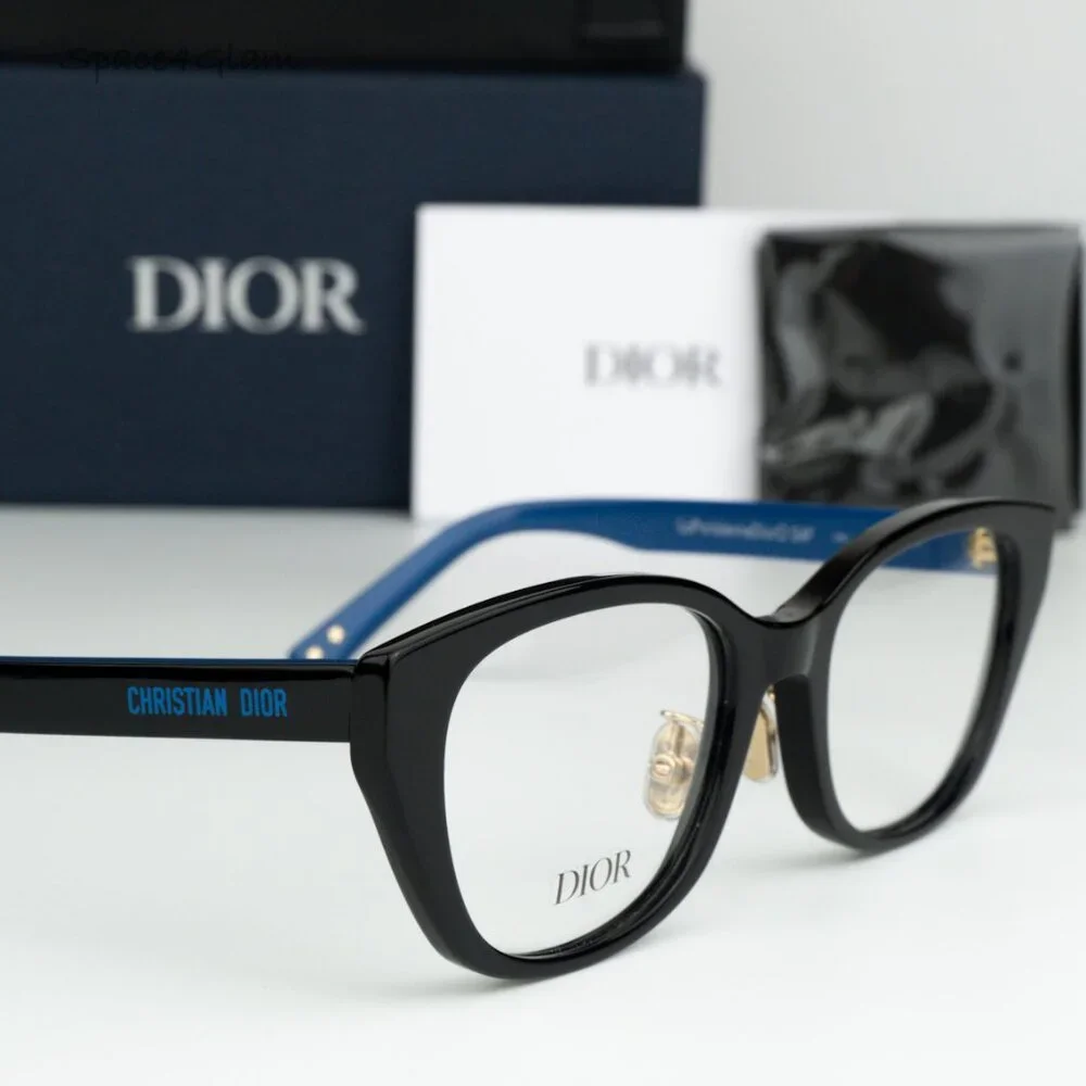 BRAND NEW Dior LAPARISIENNEDIORO S4F 1000 Black Blue Demo Women Round Eyeglasses